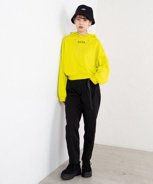 WEGO(ウィゴー)の「WEGO/【2点セット】チノベルト付きワイドテーパードパンツ(チノパンツ・レディース・ブラック/ベージュ・FREE)」の7枚目の写真