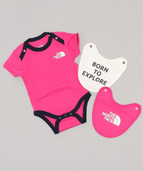 THE NORTH FACE(ザノースフェイス)の「NTB11969/rompers 2p bib//ノースフェイスロンパース スタイ2個セット(スタイ/よだれかけ)」|ピンク