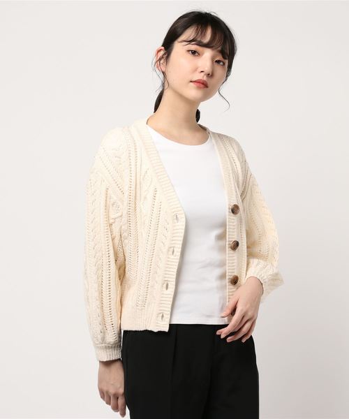 one way（ワンウェイ）の「ループヤーン透かし編みカーデ（カーディガン/ボレロ・レディース・ライトピンク/ホワイト/ベージュ/ライトグリーン・M）」の11枚目の写真