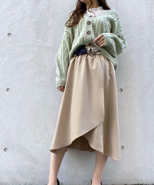 one way（ワンウェイ）の「ループヤーン透かし編みカーデ（カーディガン/ボレロ・レディース・ライトピンク/ホワイト/ベージュ/ライトグリーン・M）」の9枚目の写真