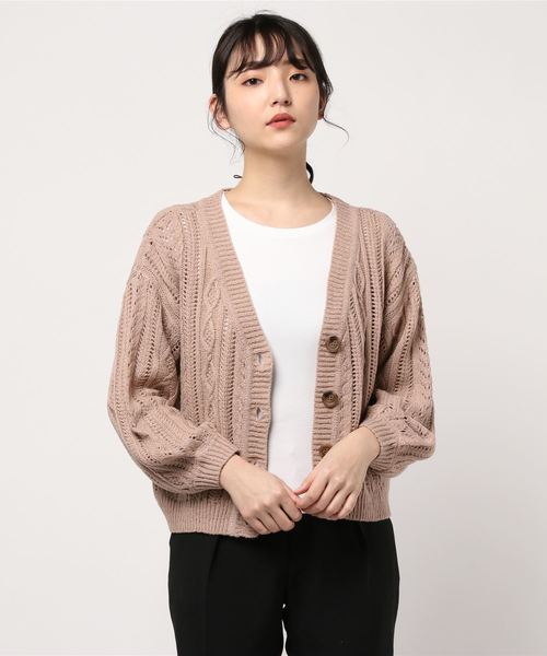 one way（ワンウェイ）の「ループヤーン透かし編みカーデ（カーディガン/ボレロ・レディース・ライトピンク/ホワイト/ベージュ/ライトグリーン・M）」の13枚目の写真