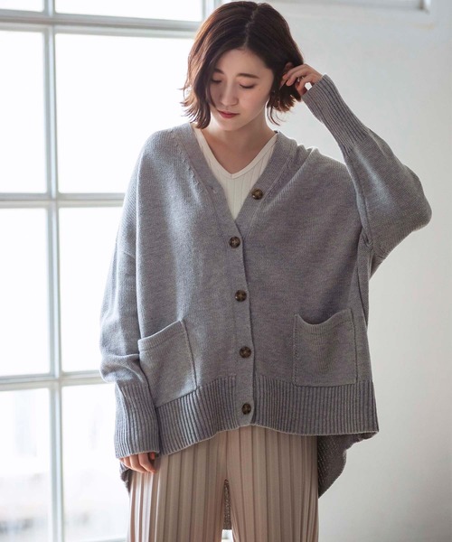 GeeRA（ジーラ）の「ビッグシルエットニットカーデ（カーディガン/ボレロ・レディース・杢グレー/ベージュ・MEDIUM/X-LARGE/LARGE）」の2枚目の写真