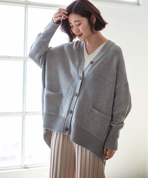 GeeRA（ジーラ）の「ビッグシルエットニットカーデ（カーディガン/ボレロ・レディース・杢グレー/ベージュ・MEDIUM/X-LARGE/LARGE）」の9枚目の写真