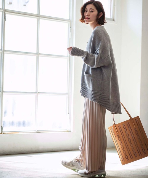 GeeRA（ジーラ）の「ビッグシルエットニットカーデ（カーディガン/ボレロ・レディース・杢グレー/ベージュ・MEDIUM/X-LARGE/LARGE）」の10枚目の写真