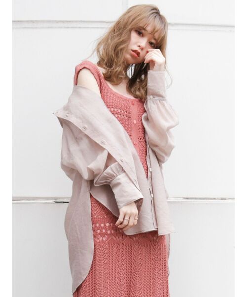 dazzlin（ダズリン）の「シアーサマーオーバーシャツ【シースルーブラウス】（シャツ/ブラウス・レディース・オフホワイト/ベージュ/グリーン/オレンジ・FREE）」の3枚目の写真