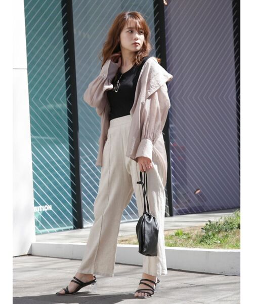 dazzlin（ダズリン）の「シアーサマーオーバーシャツ【シースルーブラウス】（シャツ/ブラウス・レディース・オフホワイト/ベージュ/グリーン/オレンジ・FREE）」の6枚目の写真