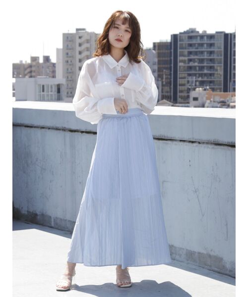 dazzlin（ダズリン）の「シアーサマーオーバーシャツ【シースルーブラウス】（シャツ/ブラウス・レディース・オフホワイト/ベージュ/グリーン/オレンジ・FREE）」の7枚目の写真