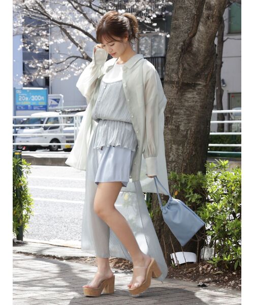 dazzlin（ダズリン）の「シアーサマーオーバーシャツ【シースルーブラウス】（シャツ/ブラウス・レディース・オフホワイト/ベージュ/グリーン/オレンジ・FREE）」の15枚目の写真