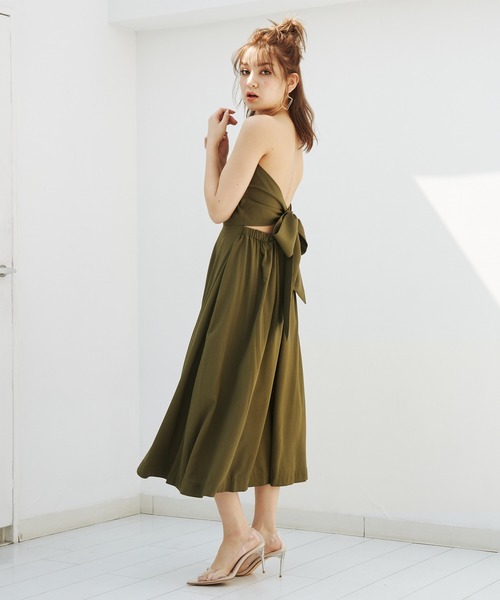 SPIRALGIRL（スパイラルガール）の「２ｗａｙバックリボンワンピース（ワンピース・レディース・ベージュ/ブラウン/カーキ・FREE）」の3枚目の写真