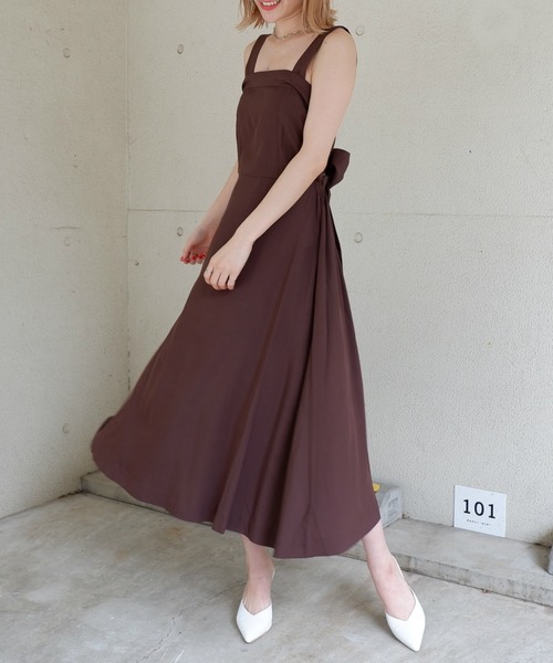 SPIRALGIRL（スパイラルガール）の「２ｗａｙバックリボンワンピース（ワンピース・レディース・ベージュ/ブラウン/カーキ・FREE）」の7枚目の写真