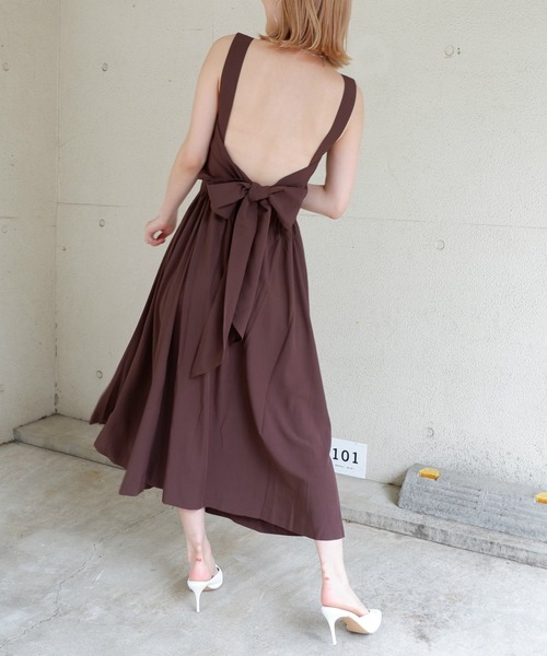 SPIRALGIRL（スパイラルガール）の「２ｗａｙバックリボンワンピース（ワンピース・レディース・ベージュ/ブラウン/カーキ・FREE）」の8枚目の写真