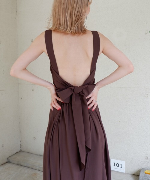 SPIRALGIRL（スパイラルガール）の「２ｗａｙバックリボンワンピース（ワンピース・レディース・ベージュ/ブラウン/カーキ・FREE）」の9枚目の写真