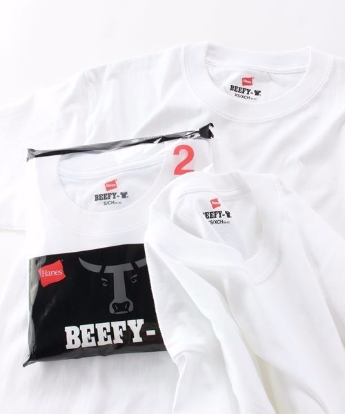 HANES（ヘインズ）の「【HANES/ヘインズ】GWの旅行・レジャーに 厚手で透けない ＢＥＥＦＹ Ｔ－ＳＨＩＲＴ ２Ｐ Ｈ５１８０－２ ビーフィー/Tシャツ/2枚組/無地/ユニセックス ヘビーウェイト（Tシャツ/カットソー・メンズ・ホワイト/ブラック/ネイビー/グレー・SMALL/MEDIUM/LARGE/X-LARGE/X-SMALL）」の2枚目の写真