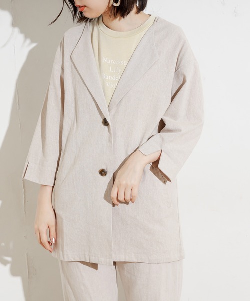 natural couture（ナチュラルクチュール）の「綿麻シャツジャケット（テーラードジャケット・レディース・ベージュ/カーキ/ライトベージュ・FREE）」の18枚目の写真