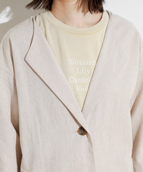 natural couture（ナチュラルクチュール）の「綿麻シャツジャケット（テーラードジャケット・レディース・ベージュ/カーキ/ライトベージュ・FREE）」の9枚目の写真