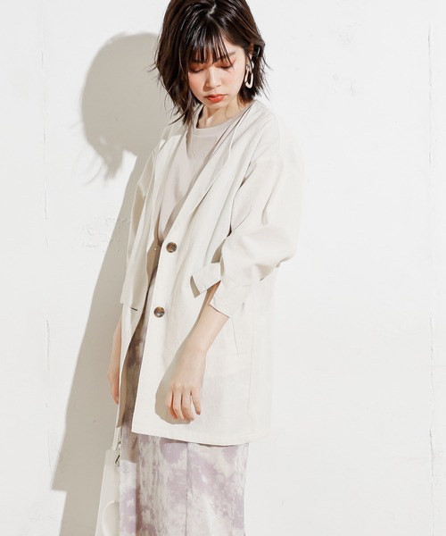 natural couture（ナチュラルクチュール）の「綿麻シャツジャケット（テーラードジャケット・レディース・ベージュ/カーキ/ライトベージュ・FREE）」の14枚目の写真