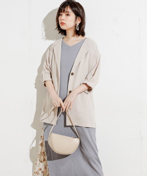 natural couture（ナチュラルクチュール）の「綿麻シャツジャケット（テーラードジャケット・レディース・ベージュ/カーキ/ライトベージュ・FREE）」の8枚目の写真