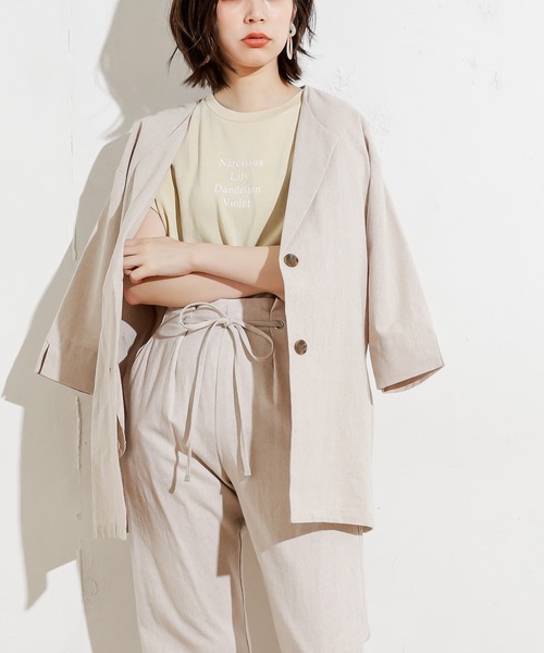 natural couture（ナチュラルクチュール）の「綿麻シャツジャケット（テーラードジャケット・レディース・ベージュ/カーキ/ライトベージュ・FREE）」の10枚目の写真