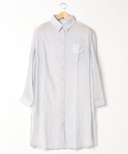 SpRay（スプレイ）の「【WEB限定】シア－サイドスリットロングシャツ（シャツ/ブラウス・レディース・ホワイト/ベージュ/グレー/イエロー・FREE）」の19枚目の写真