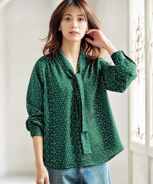 GeeRA(ジーラ)の「ボウタイドットプリントブラウス(シャツ/ブラウス・レディース・オレンジ/ブラック/グリーン・LARGE/MEDIUM/SMALL/X-LARGE/XX-LARGE)」の3枚目の写真