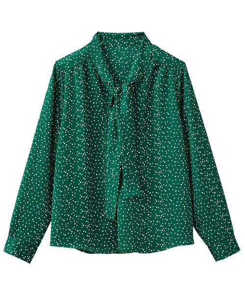 GeeRA(ジーラ)の「ボウタイドットプリントブラウス(シャツ/ブラウス・レディース・オレンジ/ブラック/グリーン・LARGE/MEDIUM/SMALL/X-LARGE/XX-LARGE)」の5枚目の写真