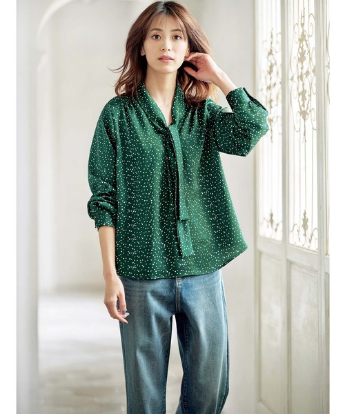 GeeRA(ジーラ)の「ボウタイドットプリントブラウス(シャツ/ブラウス・レディース・オレンジ/ブラック/グリーン・LARGE/MEDIUM/SMALL/X-LARGE/XX-LARGE)」の9枚目の写真