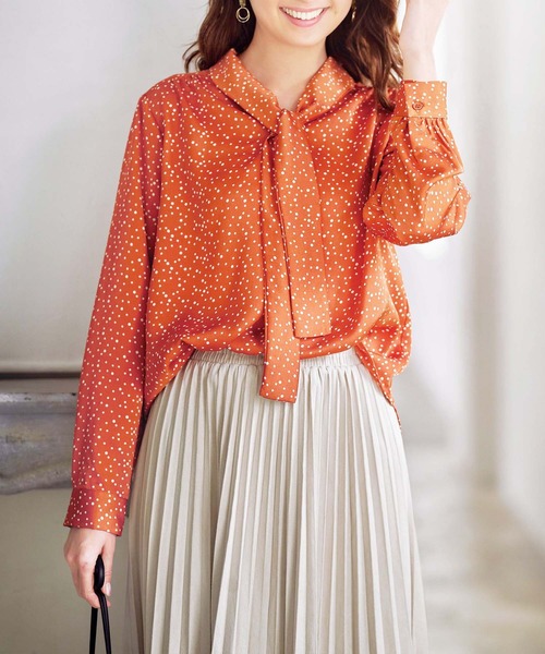 GeeRA(ジーラ)の「ボウタイドットプリントブラウス(シャツ/ブラウス・レディース・オレンジ/ブラック/グリーン・LARGE/MEDIUM/SMALL/X-LARGE/XX-LARGE)」の10枚目の写真