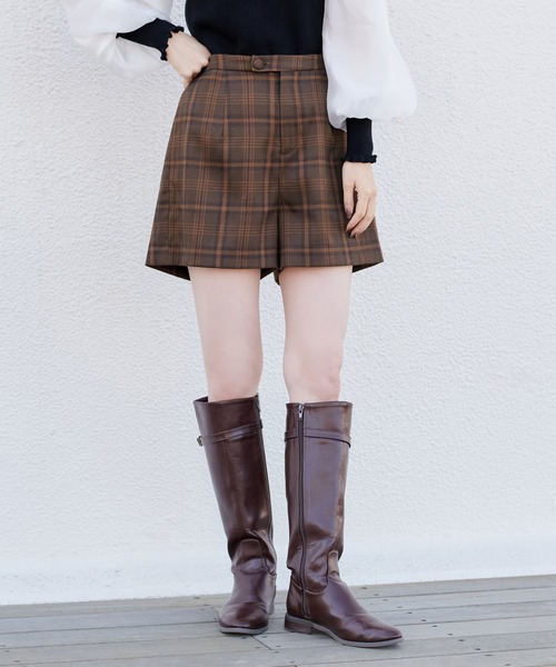 one after another NICE CLAUP(ワンアフターアナザーナイスクラップ)の「シンプルショートパンツ(その他パンツ・レディース・ブラウン/ブラック/ベージュ/チェック・FREE)」の5枚目の写真