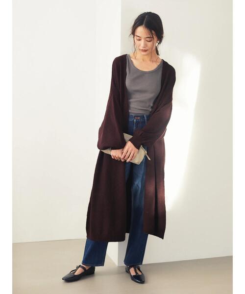 CRAFT STANDARD BOUTIQUE(クラフトスタンダードブティック)の「バルーンスリーブロングニットカーディガン〇*(カーディガン/ボレロ・レディース・グレー/ブラウン/ボルドー・FREE)」の21枚目の写真