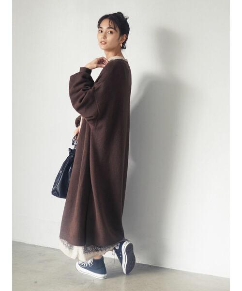 CRAFT STANDARD BOUTIQUE(クラフトスタンダードブティック)の「バルーンスリーブロングニットカーディガン〇*(カーディガン/ボレロ・レディース・グレー/ブラウン/ボルドー・FREE)」の22枚目の写真