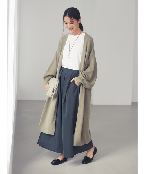 CRAFT STANDARD BOUTIQUE(クラフトスタンダードブティック)の「バルーンスリーブロングニットカーディガン〇*(カーディガン/ボレロ・レディース・グレー/ブラウン/ボルドー・FREE)」の6枚目の写真
