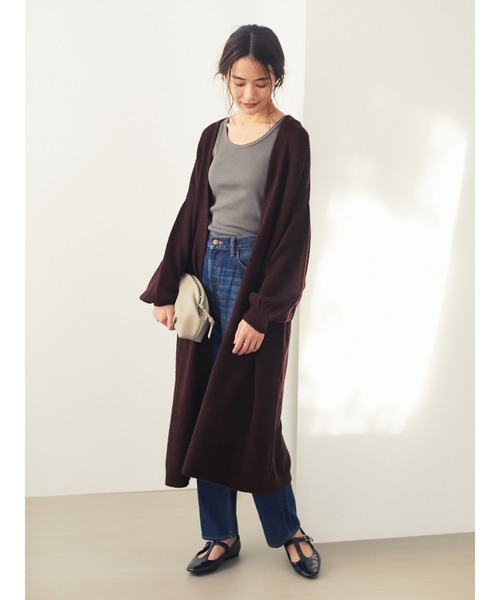 CRAFT STANDARD BOUTIQUE(クラフトスタンダードブティック)の「バルーンスリーブロングニットカーディガン〇*(カーディガン/ボレロ・レディース・グレー/ブラウン/ボルドー・FREE)」の12枚目の写真