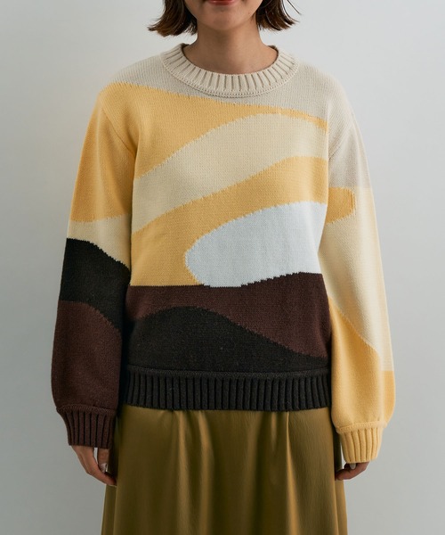 【HOUSE OF トップス SUNNY ニット/セーター】アブストラクト ニットプルオーバー（ニット OF ...