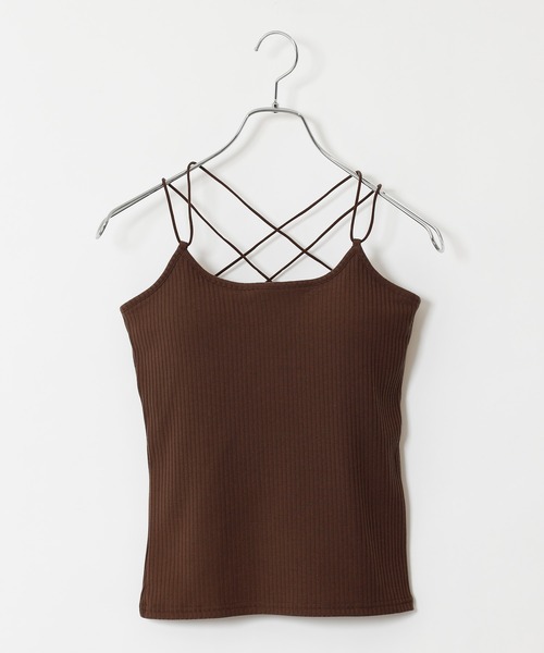 COLONY 2139（コロニートゥーワンスリーナイン）の「【WEB限定】カップ付きテレコバッククロスキャミソール(パット取り外し可)（キャミソール・レディース・ブラック/ベージュ/ブラウン/オフホワイト/モカ・FREE）」の3枚目の写真