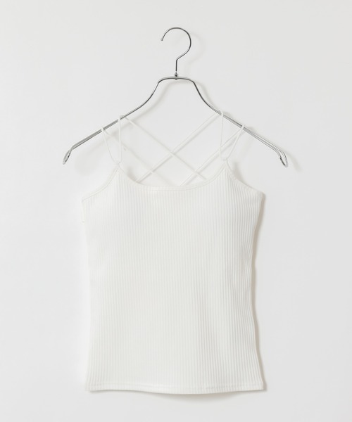 COLONY 2139（コロニートゥーワンスリーナイン）の「【WEB限定】カップ付きテレコバッククロスキャミソール(パット取り外し可)（キャミソール・レディース・ブラック/ベージュ/ブラウン/オフホワイト/モカ・FREE）」の2枚目の写真