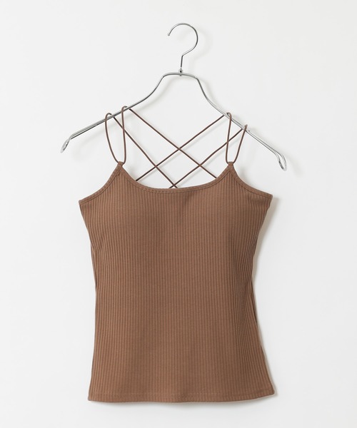 COLONY 2139（コロニートゥーワンスリーナイン）の「【WEB限定】カップ付きテレコバッククロスキャミソール(パット取り外し可)（キャミソール・レディース・ブラック/ベージュ/ブラウン/オフホワイト/モカ・FREE）」の4枚目の写真