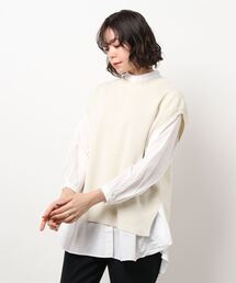 AMERICAN HOLIC | SET ニットベスト+デザインスリーブシャツ(ベスト)