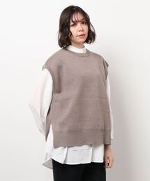 AMERICAN HOLIC | SET ニットベスト+デザインスリーブシャツ　＊(ベスト)