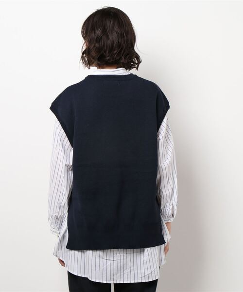 AMERICAN HOLIC（アメリカンホリック）の「SET ニットベスト+デザインスリーブシャツ　＊（ベスト・レディース・ブラック/ネイビー/アイボリー/モカ・FREE）」の6枚目の写真
