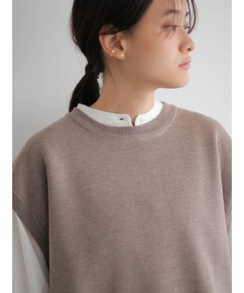 AMERICAN HOLIC（アメリカンホリック）の「SET ニットベスト+デザインスリーブシャツ　＊（ベスト・レディース・ブラック/ネイビー/アイボリー/モカ・FREE）」の10枚目の写真