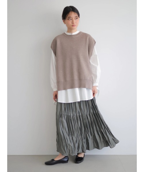 AMERICAN HOLIC（アメリカンホリック）の「SET ニットベスト+デザインスリーブシャツ　＊（ベスト・レディース・ブラック/ネイビー/アイボリー/モカ・FREE）」の14枚目の写真