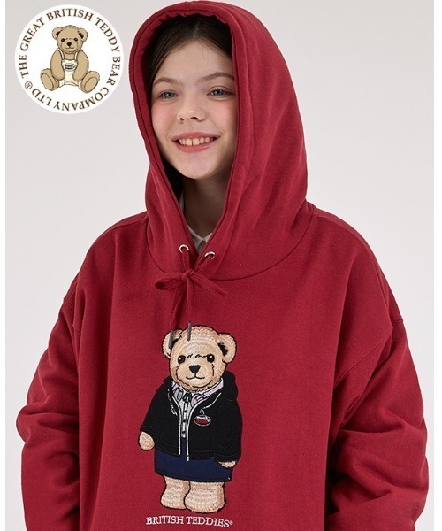 muahmuah(ムーアムーア)の「『muah muah/ムーアムーア』×『teddy bear/テディベア』BIG MUAH BEAR STITCH OVERFIT HOODIE/テディベア ロゴデザイン オーバーフィットフーディー(パーカー・レディース・ライトブルー/アイボリー/レッド/グレー/ブラック・FREE)」の5枚目の写真