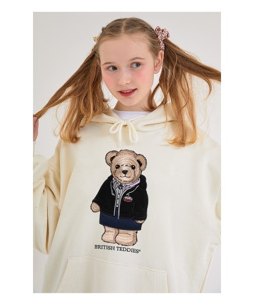muahmuah(ムーアムーア)の「『muah muah/ムーアムーア』×『teddy bear/テディベア』BIG MUAH BEAR STITCH OVERFIT HOODIE/テディベア ロゴデザイン オーバーフィットフーディー(パーカー・レディース・ライトブルー/アイボリー/レッド/グレー/ブラック・FREE)」の7枚目の写真