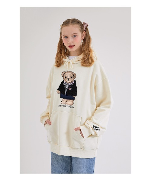 muahmuah(ムーアムーア)の「『muah muah/ムーアムーア』×『teddy bear/テディベア』BIG MUAH BEAR STITCH OVERFIT HOODIE/テディベア ロゴデザイン オーバーフィットフーディー(パーカー・レディース・ライトブルー/アイボリー/レッド/グレー/ブラック・FREE)」の10枚目の写真