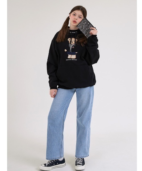 muahmuah(ムーアムーア)の「『muah muah/ムーアムーア』×『teddy bear/テディベア』BIG MUAH BEAR STITCH OVERFIT HOODIE/テディベア ロゴデザイン オーバーフィットフーディー(パーカー・レディース・ライトブルー/アイボリー/レッド/グレー/ブラック・FREE)」の15枚目の写真