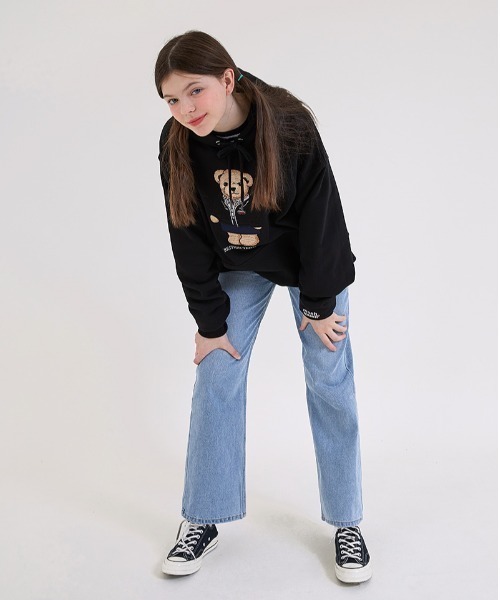 muahmuah(ムーアムーア)の「『muah muah/ムーアムーア』×『teddy bear/テディベア』BIG MUAH BEAR STITCH OVERFIT HOODIE/テディベア ロゴデザイン オーバーフィットフーディー(パーカー・レディース・ライトブルー/アイボリー/レッド/グレー/ブラック・FREE)」の13枚目の写真