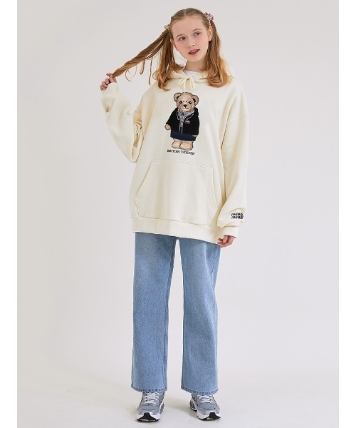 muahmuah(ムーアムーア)の「『muah muah/ムーアムーア』×『teddy bear/テディベア』BIG MUAH BEAR STITCH OVERFIT HOODIE/テディベア ロゴデザイン オーバーフィットフーディー(パーカー・レディース・ライトブルー/アイボリー/レッド/グレー/ブラック・FREE)」の8枚目の写真