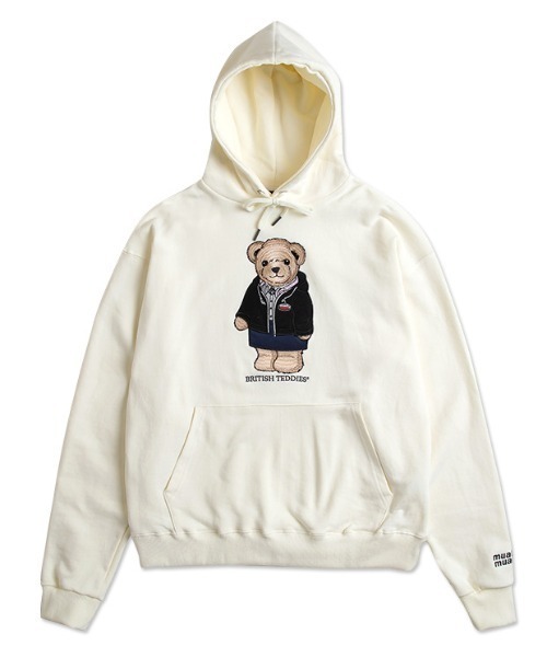 ★DXOH★BEAR EMBROIDER HOODIE [KHAKI]★正規品/韓国直送料込 A'GEM/9 × .kom『DXOH/ディソエイチ』TONE ON TONE PATCH FUR