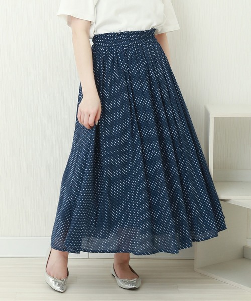 libelle more（リベル モア）の「T/Rスラブ　ウエストフリルドットスカート（スカート・レディース・ブラック/ネイビー/オフホワイト/グリーン/モカ・M）」の5枚目の写真