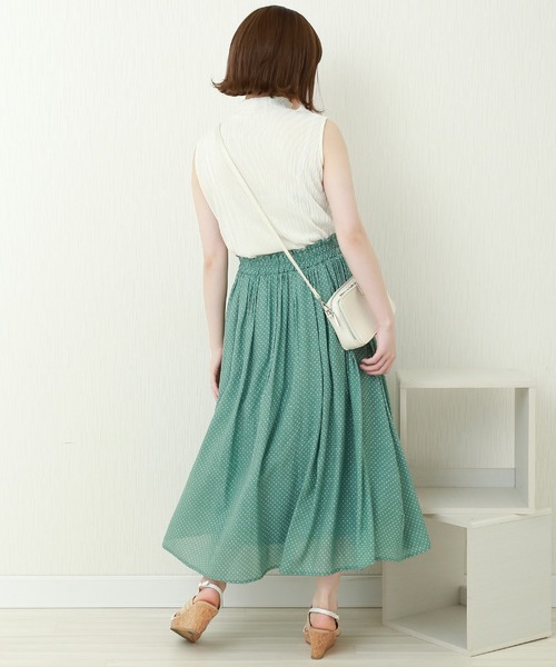 libelle more（リベル モア）の「T/Rスラブ　ウエストフリルドットスカート（スカート・レディース・ブラック/ネイビー/オフホワイト/グリーン/モカ・M）」の10枚目の写真